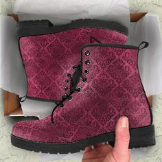 Burgundy foil Glam Custom Vegan Leather Boots, Birthday Gifts for Friend Casual Girls Shoes * The design of these boots is meant to look like glitter, however there is no actual glitter on this product. * All of our Men's and Women's Faux Leather Boots are custom-made-to-order and handcrafted to the highest quality standards.  * Our unique designs are second to none. When is the last time you walked into a shoe store and found affordable boots in so many different, phenomenal designs.  * When yo Vegan Leather Boots, Burgundy Boots, Gifts For Friend, Vegan Boots, Faux Leather Boots, Cute Sneakers, Conscious Fashion, Soft Textiles, Friend Birthday Gifts