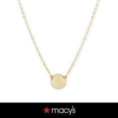 in stock 14k Gold Jewelry With Round Pendant And Shiny Finish, 14k White Gold Necklace With Shiny Finish, Macy's Round Jewelry For Formal Occasions, Classic Gold Jewelry From Macy's, Classic Yellow Gold Jewelry From Macy's, Macy's Classic Gold Jewelry, Macy's Classic Yellow Gold Jewelry, Elegant Jewelry With Shiny Round Pendant, Classic Round Gold Plated Necklaces