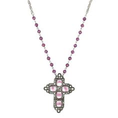 Show off your spiritual side with this beautiful 1928 Crystal Cross Beaded Necklace. Click on this JEWELRY & WATCHES GUIDE to learn about fit, styles, materials and more! Show off your spiritual side with this beautiful 1928 Crystal Cross Beaded Necklace. Click on this JEWELRY & WATCHES GUIDE to learn about fit, styles, materials and more! FEATURES Pendant length: 2.5 inches Chain length: 16 in. - 30 in. with 3 in. extender Metal: alloy Plating: silver tone Finish: polished Size: One Size. Color Vintage Cross Jewelry With 8mm Beads, Vintage Cross Necklace With 8mm Beads, Vintage Cross Necklaces With 8mm Beads, Beaded Cross Necklace, Pearl Cross Necklace, Antique Filigree, 1928 Jewelry, Crystal Cross, Vintage Inspired Jewelry