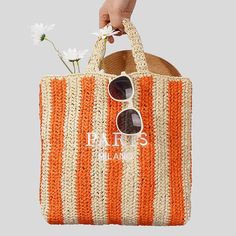 Paris Candy Color Stripes Straw Knit Shopper Totes London Bag, Voyage Bali, Straw Purse, Knitting Tote, Things I Wanna Buy, Straw Beach Bag, Straw Tote Bag, Summer Stripes, Paris London