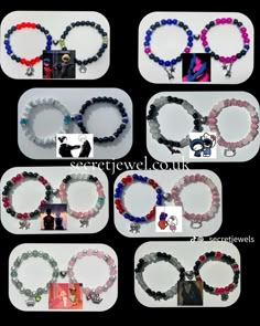 Character Bracelets, Diy Kandi Bracelets, Matching Couple Bracelets, Crystal Bead Jewelry, Kandi Bracelets, Bead Charms Diy, Diy Bracelet Designs, Diy Bracelets Patterns