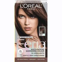 L'Oreal Paris Feria Permanent Hair Color, 45 French Roast Deep Bronzed Brown, Inspired by fashion, Feria offers a twist on the traditional and gives edgy hair colors from bright red, platinum blonde, rose gold, and metallic brown, to blue-black hair color, these hair dye kits will transform your hair. Feria's prismatic color spectrum is custom-blended by L'Oreal Paris master colorists for bold, head-turning shades - no appointment necessary. Packaging may vary, what you receive may not be what is reflected on site. Size: 2.70" x 3.60" x 6.60". Chocolate Hair Dye, Medium Brown Hair Dye, Loreal Paris Hair Color, Loreal Paris Feria, Feria Hair Color, Deep Black Hair, Silver Hair Dye, Blue Black Hair Color, Loreal Hair Color