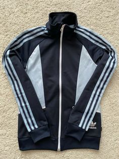 Adidas Track, Adidas Sport, Blue Adidas, Cotton Jacket, Shoes Trainers, Track Jackets, Jacket Tops, Blue Stripes, Nike Jacket