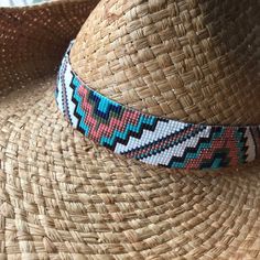 Custom Beaded Hatband Made to Order - Etsy Canada Summer Adjustable Beaded Headband, Handmade Adjustable Band Headband, Handmade Adjustable Headband For The Beach, Handmade Adjustable Summer Headband, Bohemian Adjustable Headband Hat, Adjustable Multicolor Beaded Hats, Adjustable Multicolor Beaded Hat Bands, Adjustable Beaded White Hat Bands, Adjustable Multicolor Southwestern Hat