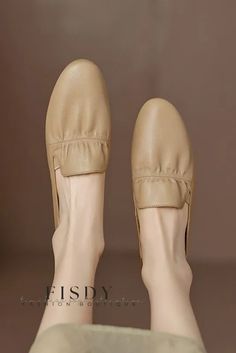 Fisdy - Zapatos planos clásicos de piel genuina con suela blanda y tacón bajo - Ideales para el otoño Womens Flat Shoes, Lazy Style, Leather Flat Shoes, Autumn Season, White Silk, Flat Shoes, Fall Season, Womens Flats, Low Heels