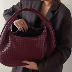 Burgundy Purse Vegan Leather Woven Shoulder Bag for Women Large Tote Bag Hobo Travel Hand bag Braided Purse Purse Must Haves Anthropologie purse Bottega Amazon finds red purse aesthetic outfit inspiration fall style Valentines Day Outfit Outfits With Purses Handbags, Red Purses And Handbags, Bottega Tote Bag, Bottega Hobo Bag Outfit, Fall Bags Aesthetic, Woven Bag Aesthetic, Bottega Shoulder Bag, Bottega Hobo Bag, Red Hobo Bag Outfit