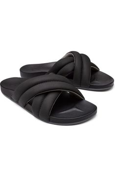 OluKai Hila Water Resistant Slide Sandal (Women) | Nordstrom Synthetic Slides With Arch Support And Round Toe, Beach Slides With Ortholite Insole And Open Toe, Sporty Open Toe Slides With Arch Support, Comfortable Foam Slide Sandals, Beach Flip Flops With Ortholite Insole, Comfortable Synthetic Flip Flops With Ortholite Insole, Comfortable Slides With Gel Cushioning For Vacation, Comfortable Foam Slip-on Sandals, Slip-on Sport Sandals With Arch Support