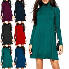 Top Rated Ladies Womens Polo High Franki Flared Long Sleeve Neck Turtle Swing Skater Dress, Stunning Womens Dresses Winter Long Sleeve Solid Color Sweater Dress, Fall Long Sleeve Solid Color Sweater Dress, Green Long Sleeve Mini Dress For Winter, Fall Solid Color Long Sleeve Sweater Dress, Long Sleeve Solid Color Mini Dress For Fall, Long Sleeve Sweater Dress In Solid Color For Fall, Long Sleeve Stretch Sweater Dress For Winter, Long Sleeve Solid Sweater Dress For Fall, Stretch Long Sleeve Sweater Dress For Winter