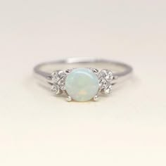 Natural Opal Engagement Ring Simple Opal with Side Diamond | Etsy Engagement Ring Simple, Rings Opal, Opal Wedding Rings, Engagement Ring Ideas, Opal Engagement Ring, Simple Engagement Rings, Natural Diamond Ring, Engagement Rings Opal, Opal Engagement