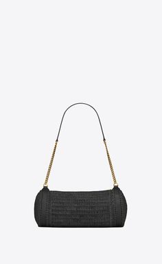 Item Color: Black Height: 11cm Width: 24.5cm Depth: 11cm Strap drop: 27cm Metal chain strap with leather insert Top zip closure Front metal logo Leather trim Gold-colored metal hardware Composition: Main: 100% Raffia Details: Calf Size Type: STANDARDSKU: 79I-G1N021 Our Products Are 100% Genuine. In All Cases We Stand By The Authenticity Of Every Product Sold On Our Site. Designer Rectangular Straw Bag With Gold-tone Hardware, Designer Straw Bag With Gold-tone Hardware, Luxury Straw Bags With Gold-tone Hardware, Luxury Straw Bag With Gold-tone Hardware, Luxury Straw Shoulder Bag In Rectangular Shape, Luxury Rectangular Straw Shoulder Bag, Luxury Evening Straw Shoulder Bag, Designer Black Straw Bag With Woven Leather, Designer Straw Shoulder Bag With Top Handle