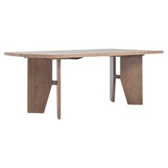 the table is made from wood and has two legs that are attached to each other