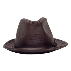 Looking for a stylish and unique leather fedora hat? Look no further than the Balboa! This hat is made from high quality leather and features a brim 1 3/4" wide and a crown 3 3/4" tall. The unique brown band adds a touch of style, while the black and brown colors make it versatile for any outfit. Leather Brim 1 3/4" Crown 3 3/4" Featherweight Sizing Info Brim 1 3/4" Crown 3 3/4" For detailed sizing info, click here to watch a short, informative video. We offer FREE EXCHANGES/RETURNS in case you American Hat Makers, Leather Cowboy Hats, Rugged Style, Quality Hats, Leather Hats, Everyday Outfit, Balboa, Fedora Hat, Leather Band