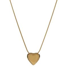 The Cora Heart Necklace is the perfect accessory for those who love bold, fun jewelry. It has a puffy golden heart design and's perfect for layering with other pieces. Plus, its water-resistant material ensures it will look great for years. 16" length plus 2" extender Small .5" width Trendy Gold Heart Charm Necklaces, Trendy Gold Heart Charm Necklace, Trendy Gold Heart Necklace, Trendy Gold Heart Pendant Charm Necklace, Trendy Gold Heart Necklace With Adjustable Chain, Trendy Everyday Heart Pendant Necklace, Gold-tone Heart-shaped Metal Necklace, Gold-tone Heart Shaped Metal Necklace, Gold Heart Necklace For Everyday