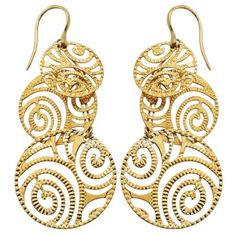 Step into sophistication with Aurealis' 10k yellow gold swirly circle dangle earrings. With secure French hook fasteners, these earrings are designed for any occasion. The intricate pattern and superior craftsmanship provide a luxurious flair to any outfit, making them a perfect addition to your jewelry collection and an exquisite gift option. | PAJ 10k Yellow Gold Swirl Circle Dangle Earrings Spiral Shape 14k Gold Earrings, Spiral Shaped 14k Gold Earrings, Elegant Yellow Gold Swirl Jewelry, 14k Gold Spiral Earrings, Yellow Gold Spiral Earrings With Ear Wire, Elegant Yellow Gold Swirl Earrings, Elegant Spiral Gold Plated Earrings, Elegant Swirl Earrings, Gold-plated Yellow Gold Spiral Earrings