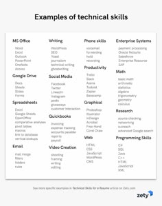 examples of technical skills for the web