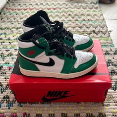 In Great Condition! Worn Only A Few Times! Comes With Box! Women’s Size 8! Lucky Green Color Way! Jordan Air 1, Green Jordans, High Top Shoe, Lucky Green, Jordan 1 High Og, Jordan Air, Retro Theme, Air Jordan 1 Retro High Og, Air Jordan 1 Retro High