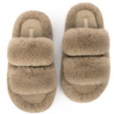 PRICES MAY VARY. FUZZY and CUTE easy slip-on style with plush faux fur upper cradles your feet in fuzzy comfort. Classic slide style with fashion 2 band design makes them the perfecthouse slippers and matches well with your loungewear, pajamas, or robes set MOISTURE WICKING and BREATHABLE coral fleece lining is soft and can keeps your feet comfortable and cozy. Enjoy the cushy and fuzzy faux fur home slippers whether you are bare feet or wearing socks ULTRA LIGHT and SOFT rubber sole is really f Cozy Slippers With Faux Fur Lining, Indoor Slippers With Plush Lining And Faux Fur, Fluffy Faux Fur Comfy Slippers, Cozy Faux Fur Slippers With Round Toe, Fur Slippers Size 11, Faux Fur Slippers, Slippers Cozy, House Slippers, Soft Rubber