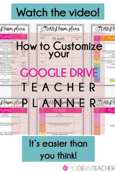 the google drive teacher planner with text overlaying it's easier than you think