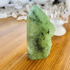 💚Prehnite With Tourmaline - Crystal of Regeneration, Calming & ProtectionCrystal Point Benefits: Crystal points amplify energy, enhance clarity, foster spiritual connection, balance energies and aid in manifestation. 💚Prehnite with Tourmaline is a powerful combination that balances and harmonizes the heart chakra, promoting emotional wellness, compassion, and unconditional love. 💚Prehnite with Tourmaline aids in grounding and stabilizing energy, making it a valuable tool for individuals seeki Spiritual Green Amazonite Necklace, Handmade Green Spiritual Gemstones, Green Tourmaline Spiritual Jewelry, Spiritual Green Hand-strung Crystal Necklaces, Green Faceted Spiritual Beads, Crystal Centerpieces, Night Terror, Mood Lights, Shimmer Lights