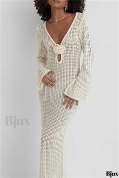 Bjux - See-Through Beach Dresses with Long Sleeves and V Neckline Chic V-neck Beach Dress For Holiday, Fitted Cover-up For Beach Season Brunch, Fitted Cover-up For Brunch During Beach Season, Fitted Beach Season Cover-up For Brunch, Fitted Beige Cover-up For Vacation, Chic Fitted Vacation Cover-up, Fitted Summer Beach Dress For Holiday, Spring Holiday Beach Dress, Fitted Cover-up For Brunch In Spring