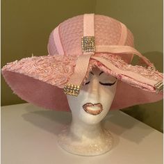 An Original Design By The Famous Artist & Millinery Sculptor, Time Mcclendon. It Is Absolutely Gorgeous! See Pics & Please Take Time To Look At All Of The Hats In My Collection. Pink Church Dress, Pink Church, Lady Hat, Church Lady Hats, Church Dress, Dress Hat, Hats Accessories, Church Dresses, Church Hats