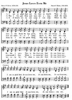 an old sheet music page with the words jesus loves me written in black and white