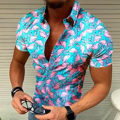 Season:Spring, Fall, Winter, Summer; Fabric:Polyester,Other; Sleeve Length:Short Sleeve; Look After Me:Machine wash; Gender:Men's; Style:Exaggerated,Casual; Elasticity:Micro-elastic; Tops Type:Shirt; Occasion:Casual,Daily,Holiday,Outdoor,Sports; Fit Type:Regular Fit; Pattern:Flamingo; Design:Print; Neckline:Turndown; Front page:FF; Listing Date:06/14/2022; Bust:; Print Type:3D Print Short Sleeve Tops Casual, Flamingo Design, Flamingo Shirt, Bird Shirt, Tropical Shirts, Blouse Tops, Mens Hawaiian Shirts, Aloha Shirt, Printed Sleeves