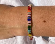 Rainbow Tile Bracelet Rainbow Jewelry for Women Layering | Etsy Trendy Adjustable Rainbow Beaded Bracelets, Summer Stretch Bracelet With Tiny Beads, Colorful Adjustable Friendship Bracelets With Tiny Beads, Summer Stretch Bracelet As Gift, Adjustable Colorful Friendship Bracelets With Tiny Beads, Adjustable Rainbow Beaded Bracelets For Everyday, Stretch Bracelet For Friendship In Summer, Adjustable Multicolor Hypoallergenic Bracelets, Resizable Multicolor Jewelry For Everyday