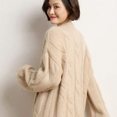 Wrap yourself in classic comfort with our Long Sleeve V Neck Cashmere Sweater. Crafted from luxurious cashmere, this sweater offers timeless style and warmth. A versatile wardrobe is essential for any season. Oversized V Neck Sweater, Winter Knitwear, Camel Sweaters, Cashmere Wrap, Womens Sweaters, Versatile Wardrobe, Thick Sweaters, Loose Outfit, Beige Sweater