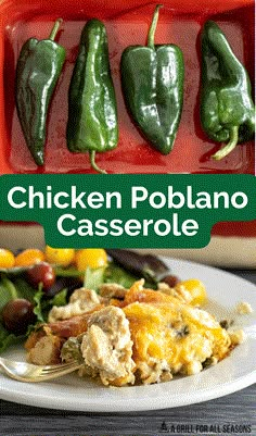 chicken poblano casserole on a white plate