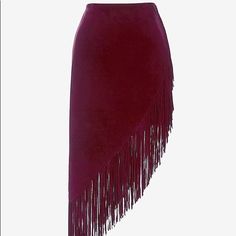 Intermix Burgundy Suede Fringe Skirt. Size Small. Never Worn! Nwt! Really Beautiful Deep Burgundy Color With A Side Zipper. Elegant Long Skirt With Fringe, Elegant Fringe Mini Skirt For Fall, Elegant Fringe Skirt For Fall, Suede Fringe Skirt, Burgundy Fabric, Burgundy Skirt, Classy Dress Outfits, Fringe Skirt, Cowgirl Outfits