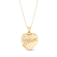 Straight from your heart to hers, this endearing locket will mean the world to her. Crafted in 10K yellow gold The word "Mom" is engraved on the polished 21 x 15mm hinged pendant The 18-inch rope chain secures with a spring ring clasp Personalized Locket Necklace For Mother's Day, Mother's Day Heart Charm Locket Necklace Gift For Mom, Mother's Day White Gold Locket Necklace, Gold Locket Necklace With Hallmark For Mother's Day, Mother's Day Keepsake Locket Necklace With Hallmark, Gold Locket Necklace For Mother's Day With Hallmark, Gold Locket Necklace For Mother's Day, Personalized Gold Locket Necklace For Mom, Personalized 14k Gold Locket For Memorial