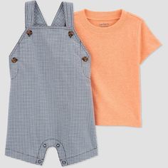 Carter's Just One You® Baby Boys' Gingham Overalls - Orange 6M Casual Gingham Cotton Sets, Baby Boy Spring Outfits, Gingham Overalls, Baby Boy Summer, Outfits For Summer, Spring Clothes, Carters Baby, Easter Outfit, Bubble Romper