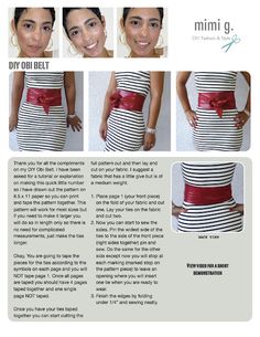 DIY obi belt Obi Belt Pattern, Diy Collares, Belt Diy, Mimi G Style, Belt Pattern, Sewing Creations