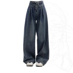 Loose Fitting Wide Leg Jeans - Trendha Oversized High-waist Medium Wash Jeans, Oversized High Waist Medium Wash Jeans, Oversized High-rise Denim Jeans, Oversized Medium Wash Denim Bottoms, Trendy Oversized Denim Pants, Dark Wash High Waist Baggy Jeans, Oversized Denim Bottoms, Baggy High Waist Medium Wash Jeans, Oversized Casual Denim Pants