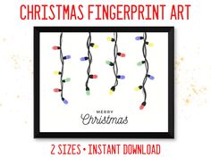 christmas fingerprint art with lights on it