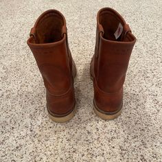 Red Wing Men’s Boots Pull On Leather Tan Size 8 B Gently Used Comment If Questions Red Boots With Leather Sole For Outdoor, Red Outdoor Boots With Durable Sole, Red Leather Round Toe Work Boots, Red Leather Work Boots With Plain Toe, Red Leather Plain Toe Work Boots, Red Work Boots With Leather Sole And Round Toe, Red Leather Work Boots With Round Toe, Red Boots With Vibram Sole And Plain Toe, Red Work Boots With Reinforced Snip Toe