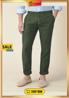 Men's Linen Pants Trousers Summer Pants Beach Pants Front Pocket Straight Leg Plain Comfort Breathable Casual Daily Holiday Linen / Cotton Blend Streetwear Designer White Green Casual Summer Work Trousers, Summer Chinos With Pockets, Solid Summer Work Trousers, Summer Ankle-length Work Pants With Pockets, Summer Relaxed Fit Tapered Leg Work Pants, Summer Work Pants With Tapered Leg And Pockets, Summer Work Pants With Pockets And Tapered Leg, Casual Solid Color Chinos For Summer, Summer Straight Leg Work Pants With Pockets