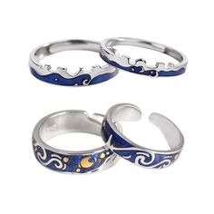 PRICES MAY VARY. Unique Design：A combination of silver plated cloisonne, midnight blue enamel and an oil dripping design creates a miniature version of Van Gogh’ s famous Starry Night painting. Made out of S925 silver, this artistic ring represents the beauty and hardships we face while following our dreams Adjustable Ring Size: This sterling silver band rings can be adjusted slightly 18.5"- 21.5"(Size 5-8). Minimalist style opening stackable starry night ring, can be wear in thumb, pinky, finge Adjustable Silver Enamel Open Ring, Blue Enamel Round Rings, Adjustable Enamel Sterling Silver Ring As Gift, Adjustable Sterling Silver Enamel Ring Gift, Adjustable Silver Enamel Wedding Ring, Blue Enamel Open Ring Jewelry, Blue Enamel Rings For Anniversary, Blue Enamel Jewelry For Anniversary, Adjustable Nickel-free Enamel Rings