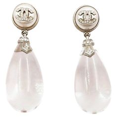 Chanel Silver CC Crystal Round Pearl Water Drop XL Clip on Dangle Earrings * Marked 18 * Made in France * Comes with the the original box and pouch - It is approximately 2.5" x 0.8". -It is a stunning piece. -In an excellent condition AB5183-00647D Chanel Pearl Earrings, Jewellery Nails, Chanel Silver, Chanel Pearl, Chanel Pearls, Pearls Earrings, Chanel Jewelry, Jewelry Lookbook, Dr Closet