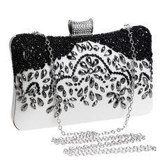 Beaded Evening Purses Black and White – Luxy Moon Prom Clutch, Box Clutch, Evening Purse, Rhinestone Decor, Black Party, Jewel Box, Makeup Bags, Evening Clutch, Party Bag