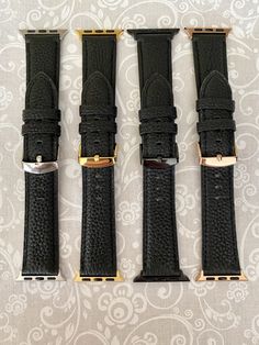 "Apple Watch Band-Black Genuine Leather Watchband-38MM-40MM-42MM-44MM-Series 1 2 3 4 5 6 Matching Adapter and Buckle Black Genuine Leather Apple Watch Band with matching Adapter and Buckle We can change out the adapter and buckle to match your Apple Watch Silver-Gold-Black-Rose Gold The Apple Watch Band is compatible for all Apple Watches 38MM 40MM 42MM 44MM Apple Watch Series 1 2 3 4 5 6 They come with Apple Watch adapters. No tools needed to connect the apple watch easily. Purchase includes 1 Luxury Black Watch Band For Everyday Use, Black Watch Band For Everyday Use, Luxury Rectangular Black Band Watch Accessories, Black Rectangular Watch With Black Band, Adjustable Black Watch Bands For Business, Adjustable Black Watch Band For Business, Black Watch Bands With Wrist Strap For Everyday Use, Classic Black Rectangular Watch Bands, Black Bracelet Strap Apple Watch Band For Everyday