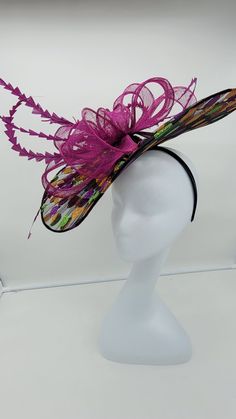 Elegant beautiful large multi color saucer with red wine Fascinator! Classic style to go with a variety of outfits: bridesmaids, cocktail party, Kentucky Derby, Rehearsal dinner, Easter and church outfits. Ones with hair clip and headband. Check out the other colors. - Ready to ship - Fast Shipping - Free Shipping - Group discount available - Customize by adding different color flowers and or feathers Check my store for styles and colors. Hatsandpearls.etsy.com Find more at my website for more s Spring Multicolor Hat Fascinator, Multicolor Kentucky Derby Wedding Hat, Multicolor Kentucky Derby Headpiece, Pink Hats For Kentucky Derby And Western-themed Events, Flower-shaped Fascinator For Kentucky Derby, Pink And Red Dress, Large Brim Hat, Church Hat, Hat Wedding