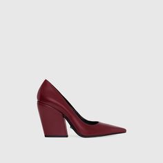 Full of modern elegance, the MEGAN pump in smooth calf leather. This slip-on style is set on an angled block heel for the perfect finishing touch to complete your look. Style #: MEGANPUMPB8 Leather 3. | Rebecca Minkoff Megan Pump In Garnet - Size 6 Heel Care, Pumps Outfit, Leather Outerwear, Shoe Size Conversion, Leather Dresses, Modern Elegance, Shoe Shop, Rebecca Minkoff, Handbag Accessories