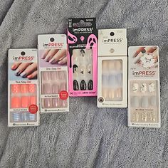 5 Brand New Pkg Of Impress Press-On Nails, Including Halloween Set Press On Business, Impress Nails Press On, Press On, Manicure Set, On Set, Christmas List, Shopping List, Press On Nails, Womens Makeup