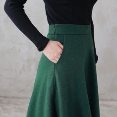 Green Wool Maxi Skirt Women A Line Long Wool Skirt Retro - Etsy 日本 Winter Solid Color Lined Pencil Skirt, Winter Solid Lined Pencil Skirt, Winter Midi Pencil Skirt, Knee-length Pencil Skirt For Winter, Classic A-line Wool Skirt, Classic Wool A-line Skirt, Fitted Wool Skirt With Pockets, Green Midi Skirt Bottoms For Winter, Classic A-line Winter Skirt