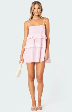 Edikted Dorothia Sheer Linen Look Mini Dress | PacSun Visionary Fashion, Rush Outfits, Hoco Dress, Mini Dresses Online, Babydoll Style, Swimwear Dress, Night On The Town, Hoco Dresses, Pink Mini Dresses