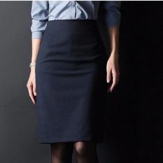 Elluis - Exquisite Office Attire: Premium High-Waisted Pencil Skirt - Tailored for Professional Women Non-stretch High Waist Pencil Skirt For Workwear, Office Pencil Skirt With Button Closure, Non-stretch Lined Pencil Skirt For Workwear, Office Attire For Women, Black Pencil Skirt For Office, Office Lady Style, Elegant High-waisted Pencil Skirt With Button Closure, Office Attire Women, High Waisted Pencil Skirt, Office Attire