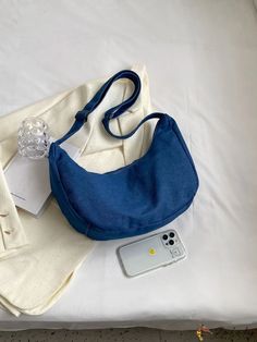 BirdinBag - Premium Solid Color Oversized Hobo Bag Oversized Pattern, Baguette Bag, Bag Bag, Blue Bags, Hobo Bag, Polyester Material, Color Blue, Blue Color, Solid Color