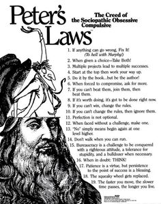 an advertisement for peter's laws with a drawing of a man wearing a hat